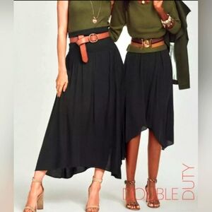 CAbi Skirt M Maxi Spring Cruise Asymmetric pull on Lined 5512 black flowy boho